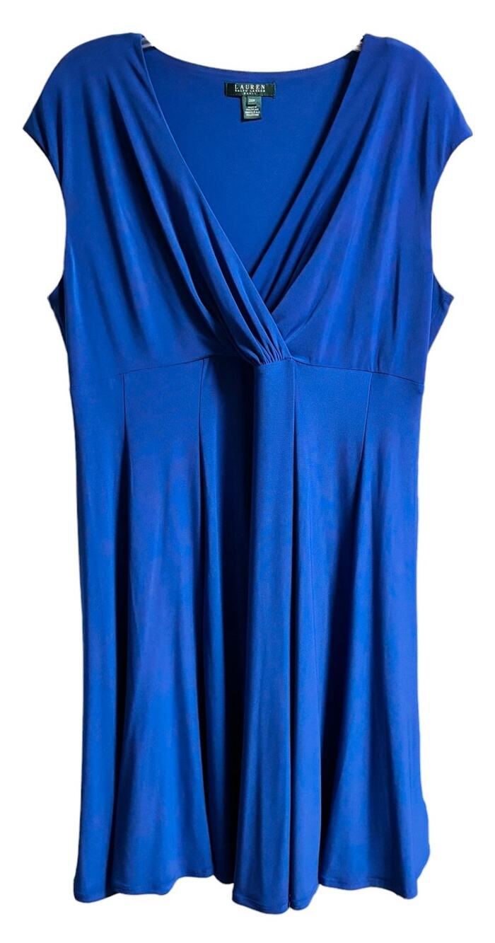 RALPH LAUREN Stretchy A-line Dress in Royal Blue SZ 20W